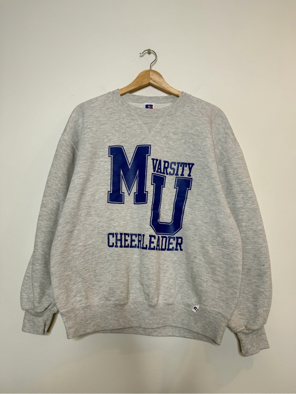 Vintage Russel Athletic Grey Crewneck Varsity MU Cheerleader Sweatshirt college